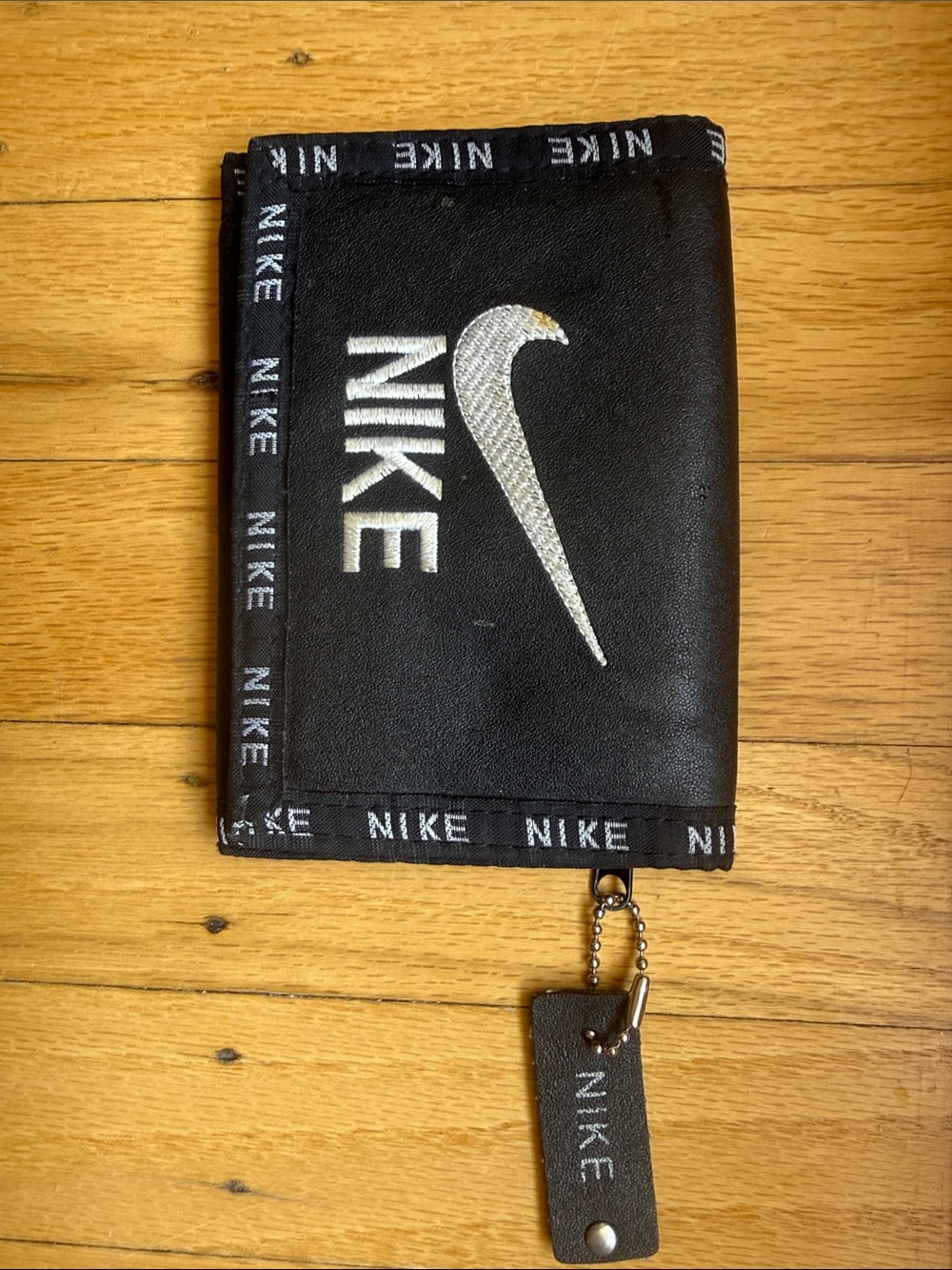 Nike Black Wallet with White Swoosh and Logo Trim Vintage early 90’s style .